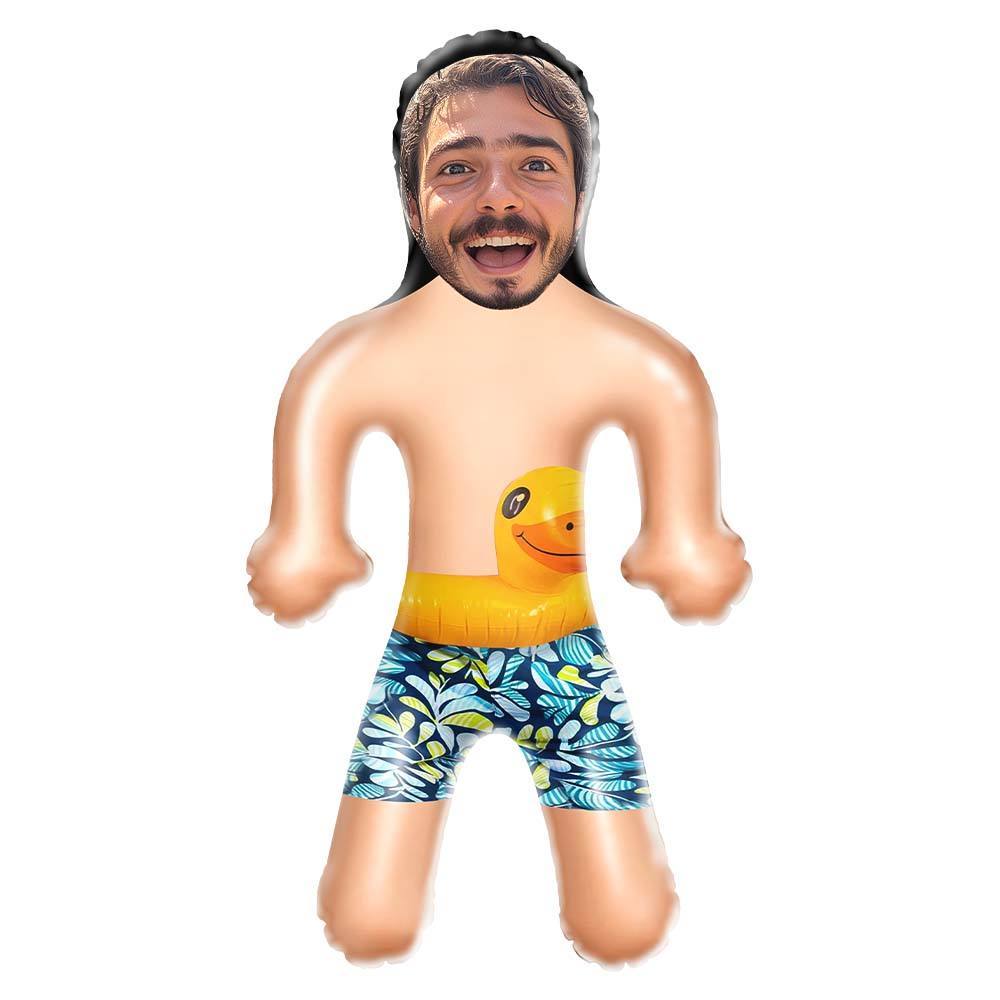 Custom Blow Up Dolls Swim Shorts Boy with Rubber Duck Personalized Fun Beach Gift - MyJigsawPuzzleAu