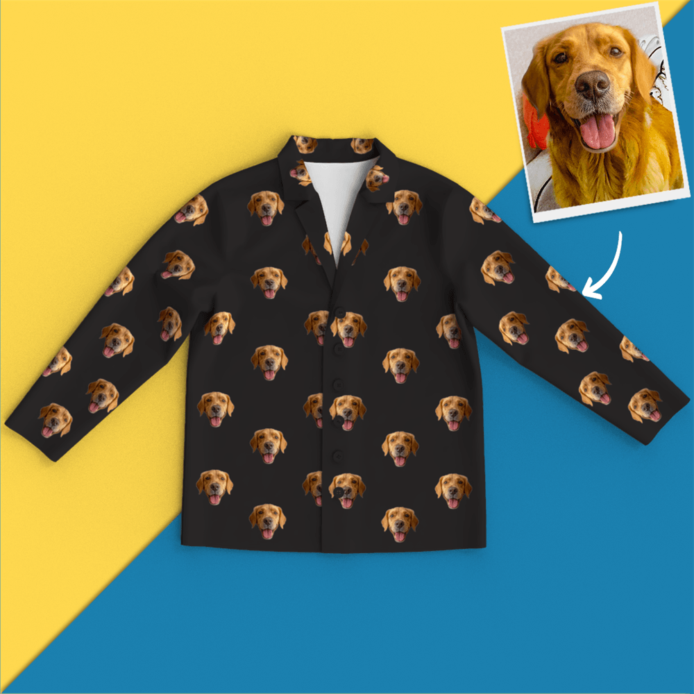 Custom Dog Face On Pajamas Shirt, Black