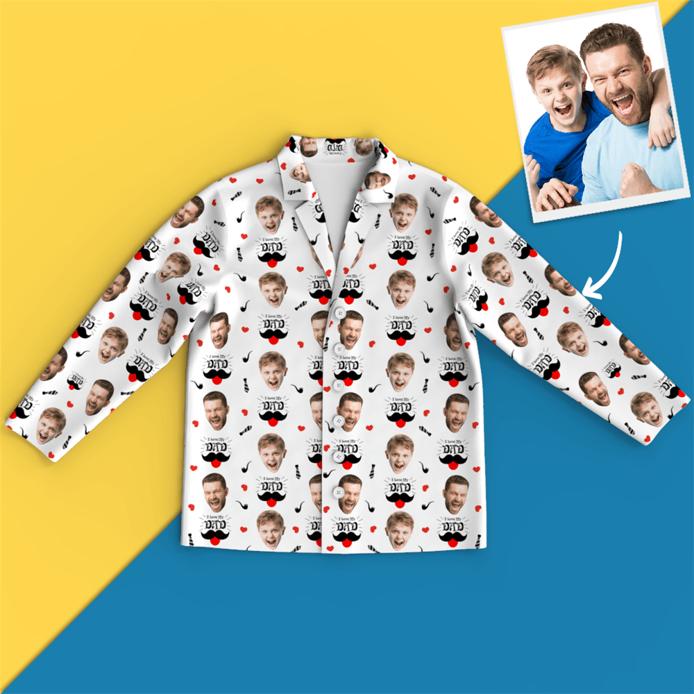 Custom Face Pajamas Shirt, I Love My Dad, White