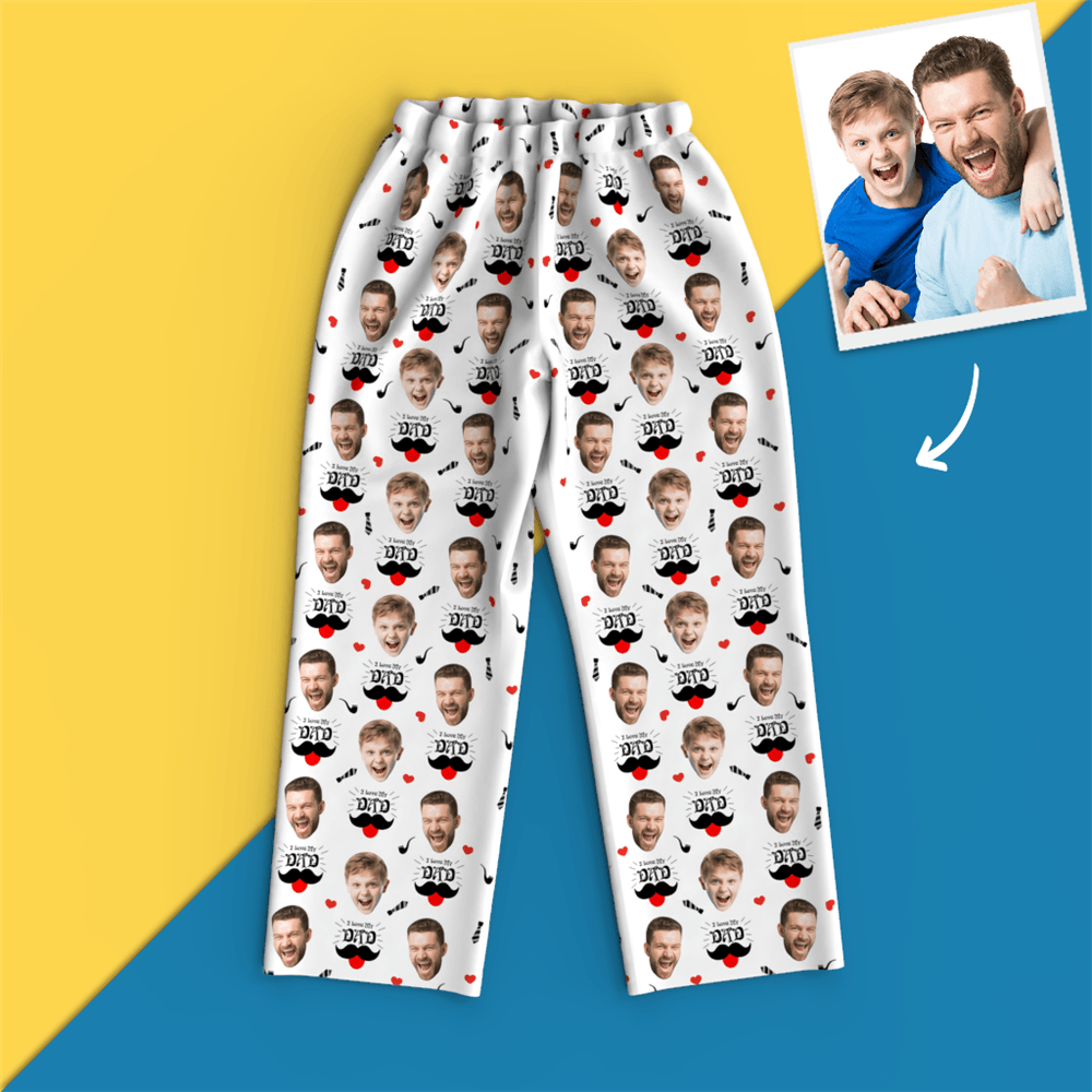 Custom Face Pajamas Pants, I Love My Dad, White