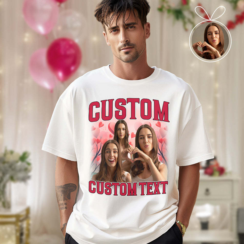 Custom Vintage Rap Shirt Personalized Photo And Text Shirt Gift Valentine's Day For Women - MyFacepajamasAU