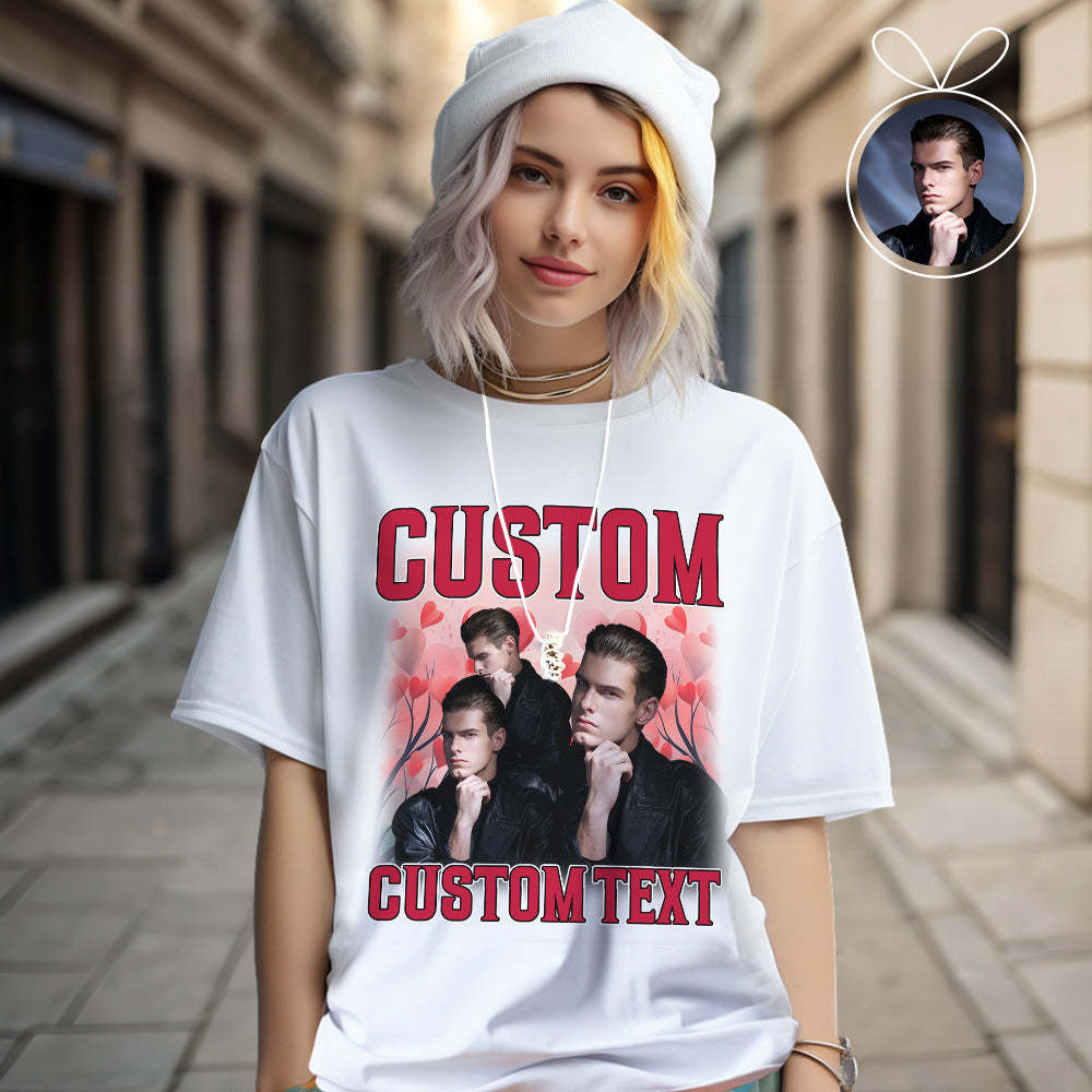 Custom Vintage Rap Shirt Personalized Photo And Text Shirt Gift Valentine's Day For Women - MyFacepajamasAU