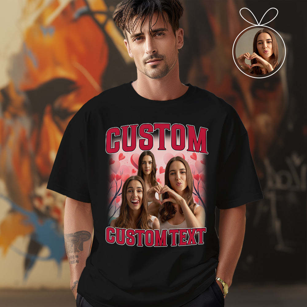 Custom Vintage Rap Shirt Personalized Photo And Text Shirt Gift Valentine's Day For Women - MyFacepajamasAU