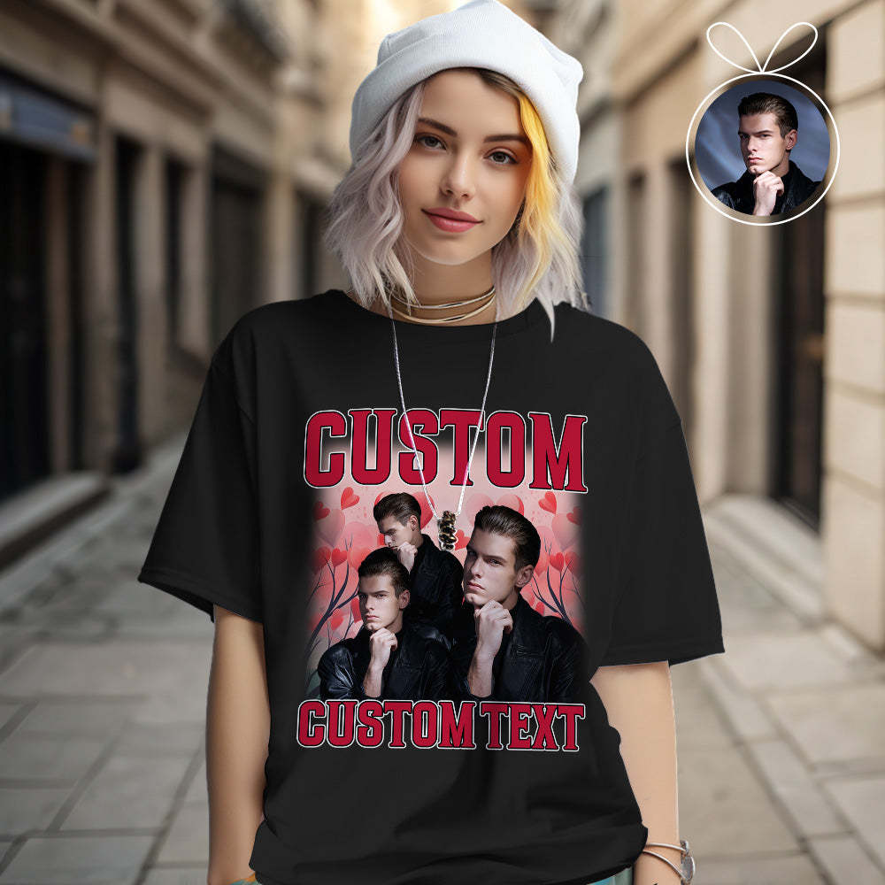 Custom Vintage Rap Shirt Personalized Photo And Text Shirt Gift Valentine's Day For Women - MyFacepajamasAU