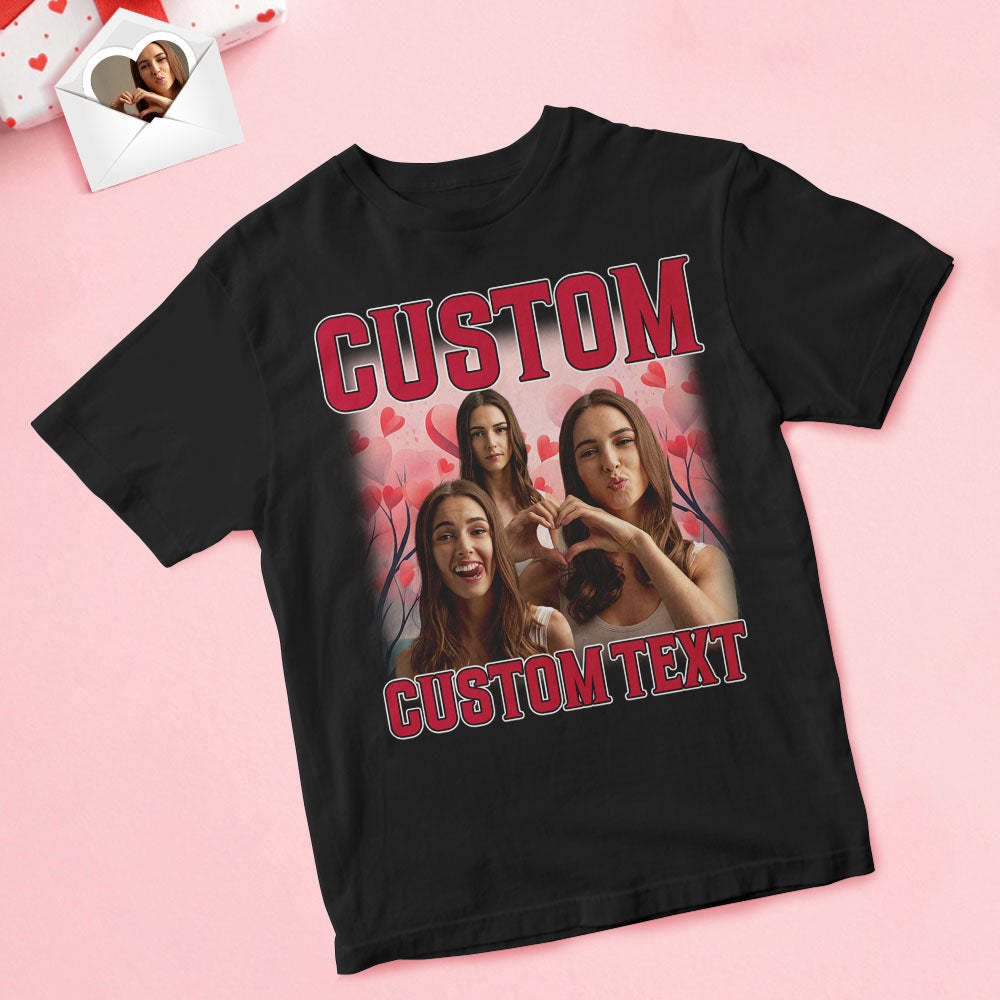 Custom Vintage Rap Shirt Personalized Photo And Text Shirt Gift Valentine's Day For Women - MyFacepajamasAU