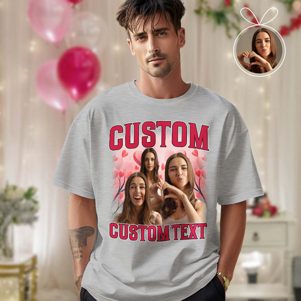 Custom Vintage Rap Shirt Personalized Photo And Text Shirt Gift Valentine's Day For Women - MyFacepajamasAU