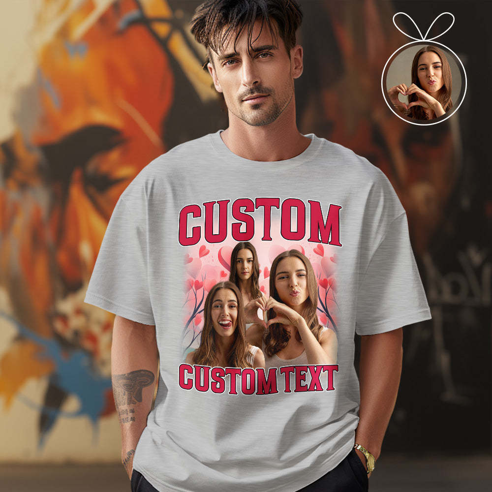 Custom Vintage Rap Shirt Personalized Photo And Text Shirt Gift Valentine's Day For Women - MyFacepajamasAU
