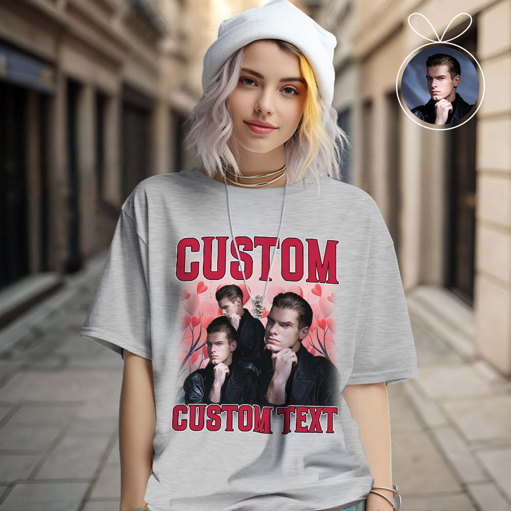 Custom Vintage Rap Shirt Personalized Photo And Text Shirt Gift Valentine's Day For Women - MyFacepajamasAU