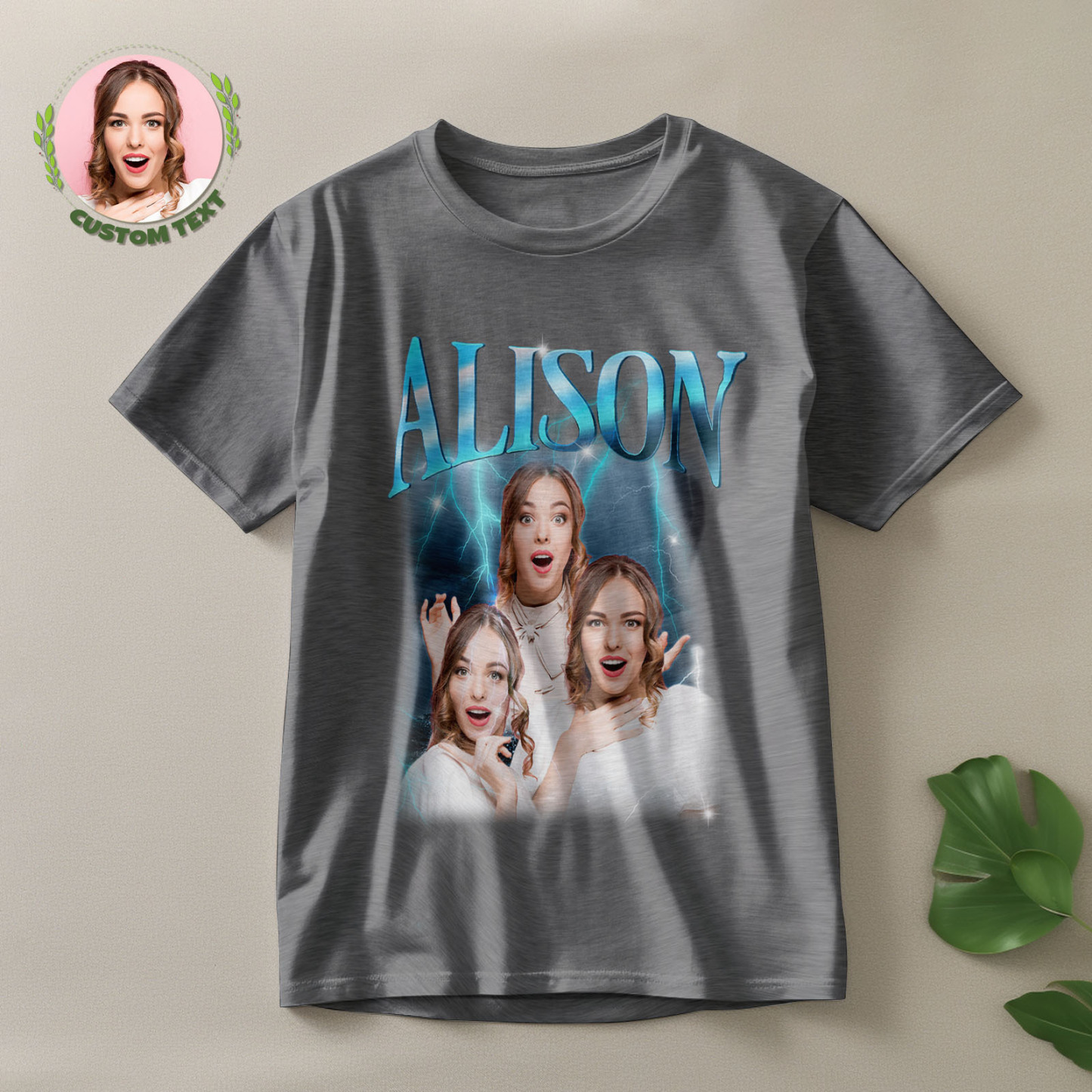 Custom Lightning Retro Photo And Name T-Shirt Special Gift For Couple - MyFacepajamasAU