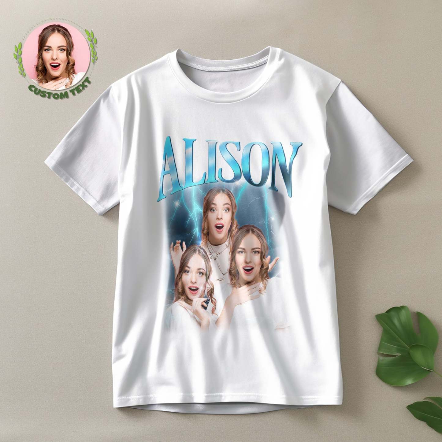 Custom Lightning Retro Photo And Name T-Shirt Special Gift For Couple - MyFacepajamasAU