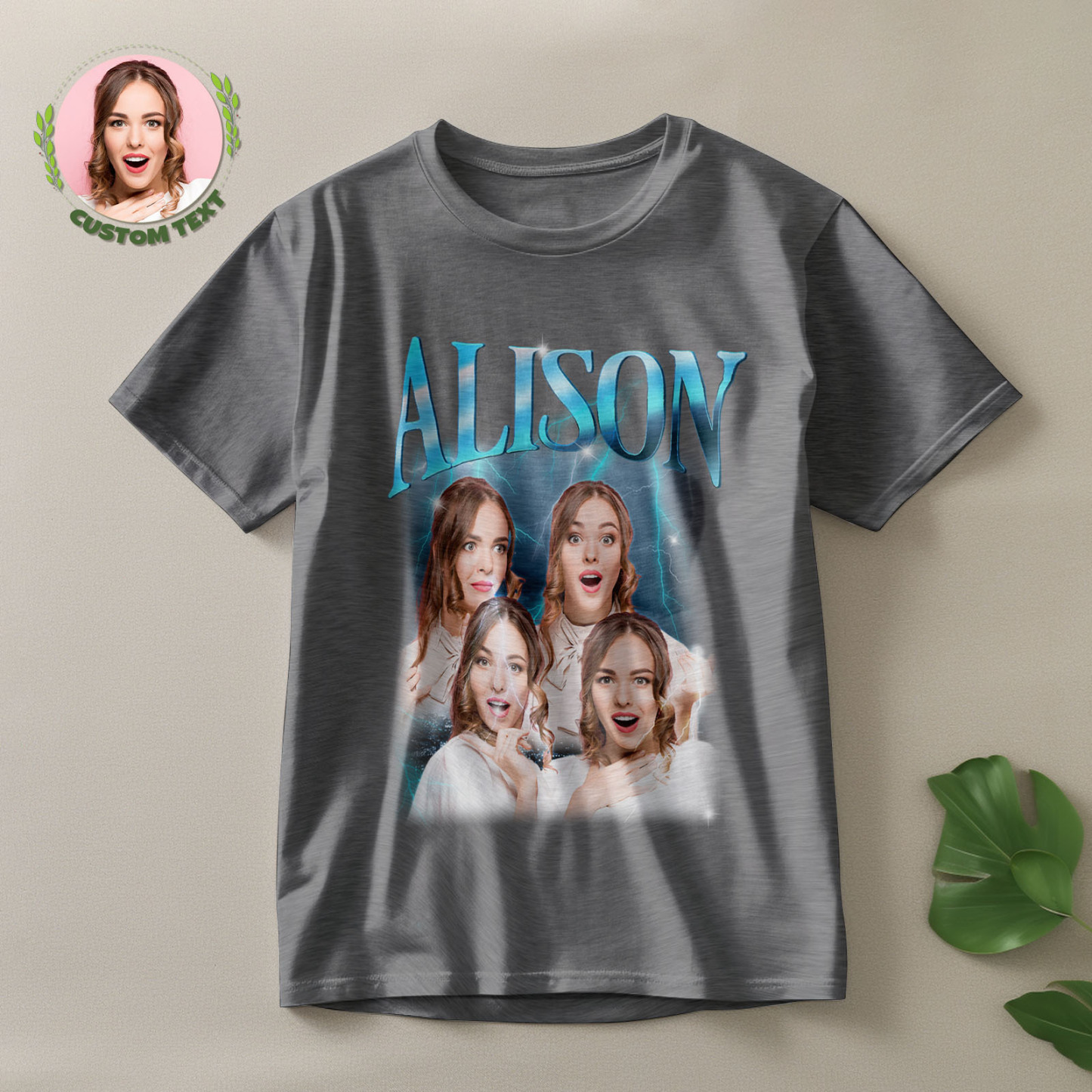 Custom Lightning Retro Photo And Name T-Shirt Special Gift For Couple - MyFacepajamasAU