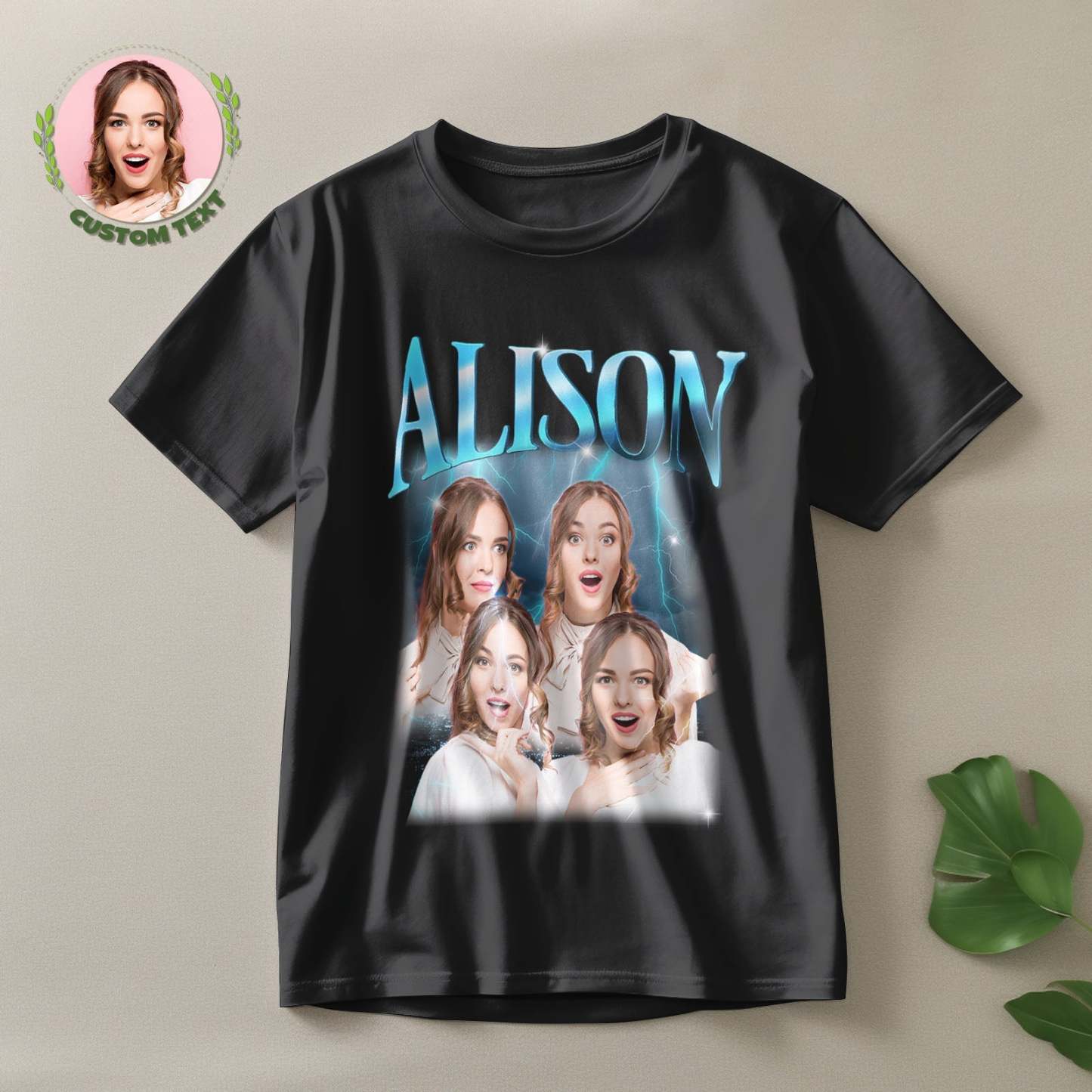 Custom Lightning Retro Photo And Name T-Shirt Special Gift For Couple - MyFacepajamasAU