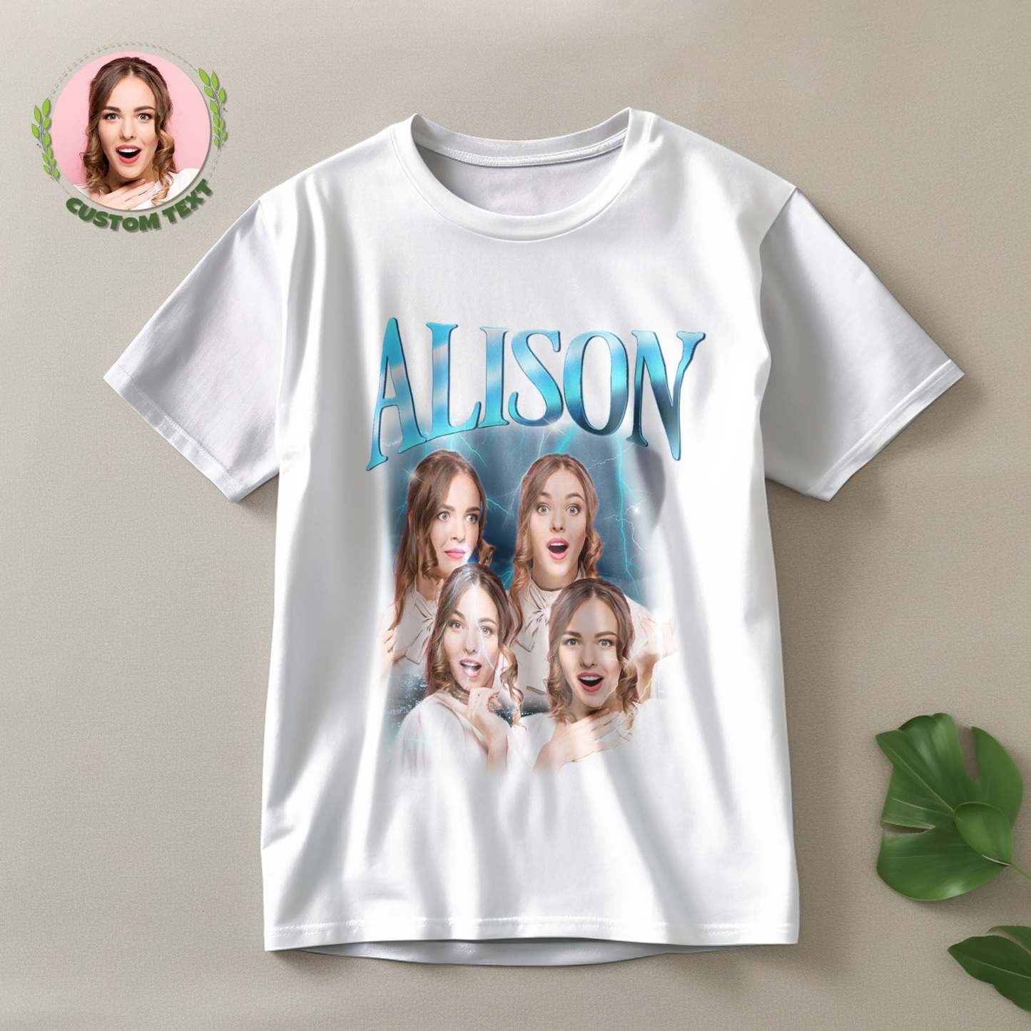 Custom Lightning Retro Photo And Name T-Shirt Special Gift For Couple - MyFacepajamasAU