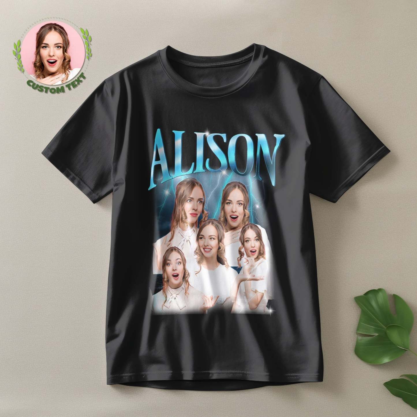Custom Lightning Retro Photo And Name T-Shirt Special Gift For Couple - MyFacepajamasAU