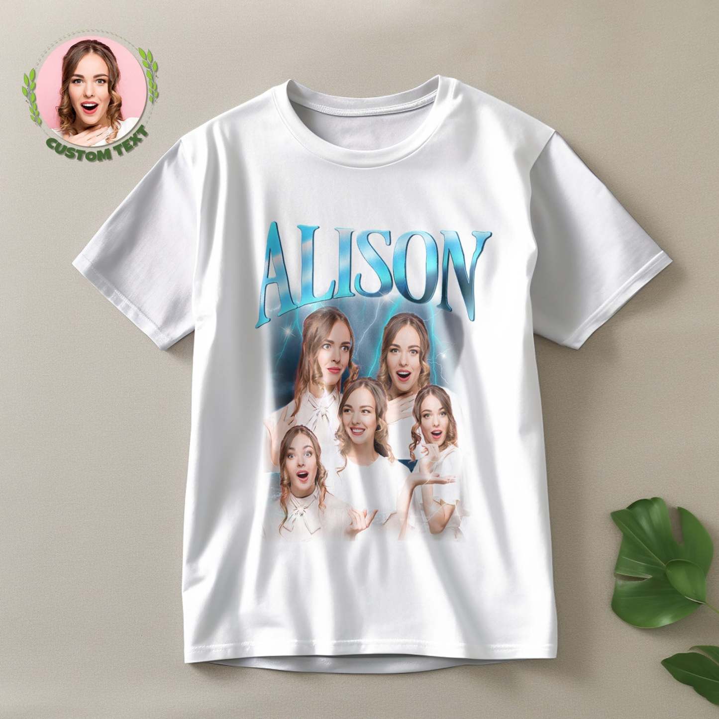 Custom Lightning Retro Photo And Name T-Shirt Special Gift For Couple - MyFacepajamasAU