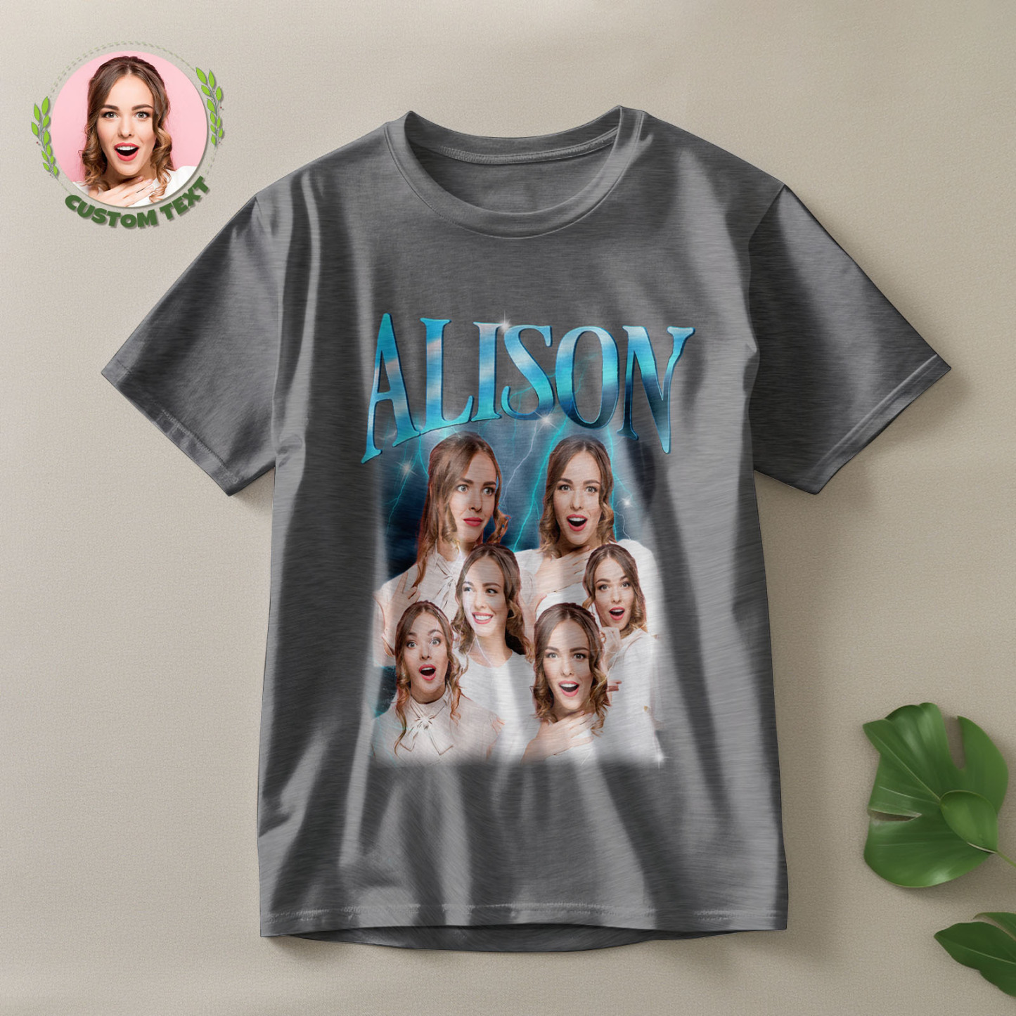 Custom Lightning Retro Photo And Name T-Shirt Special Gift For Couple - MyFacepajamasAU