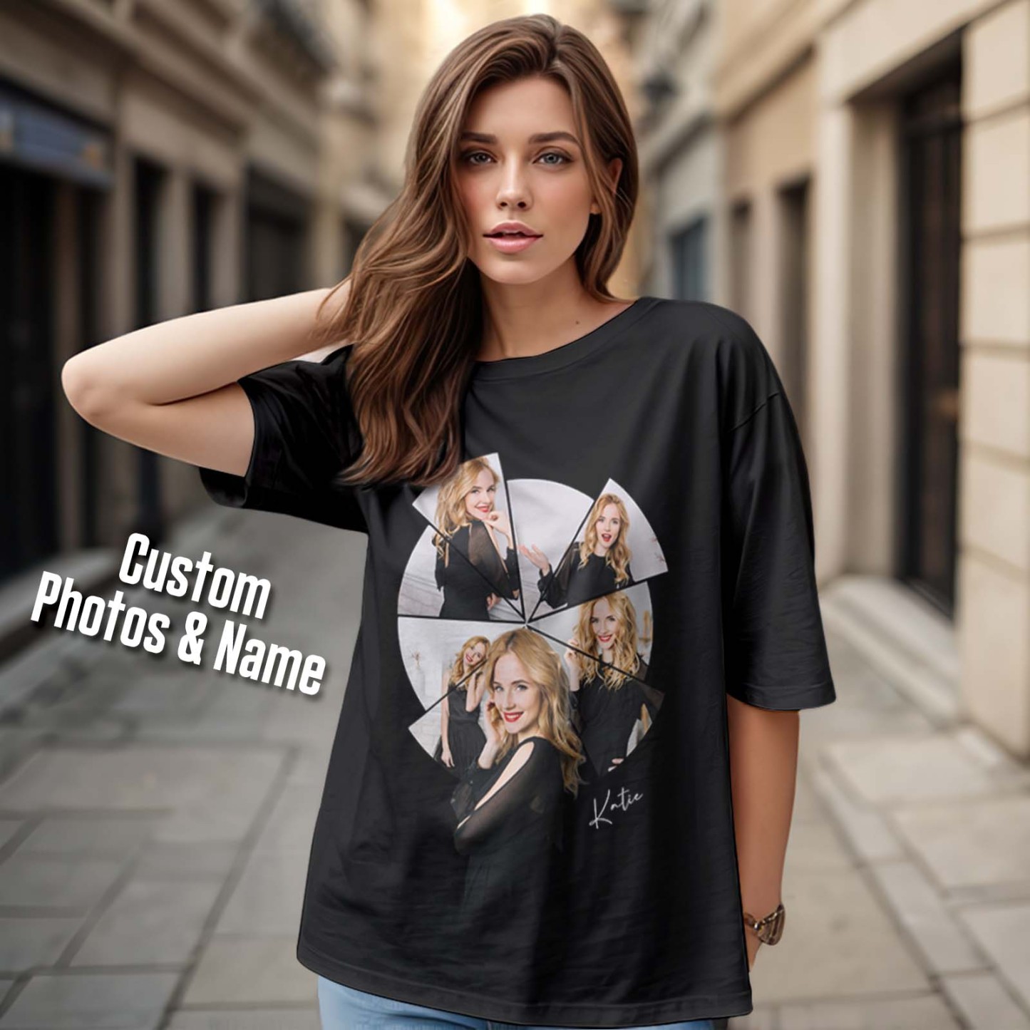 Custom Photo Printing T-shirt Personalized Your Girlfriend Boyfriend Photo T shirt - MyFacepajamasAU