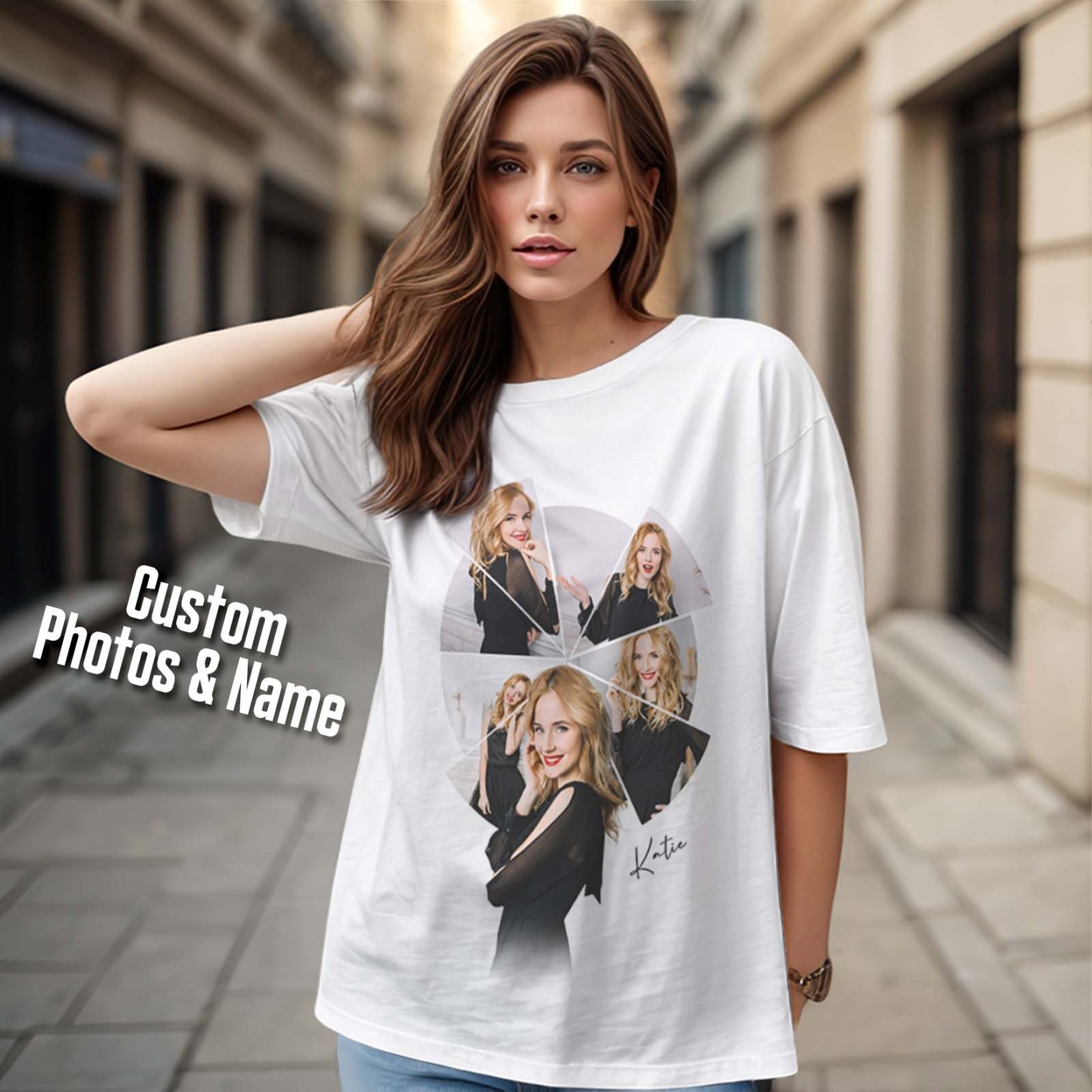 Custom Photo Printing T-shirt Personalized Your Girlfriend Boyfriend Photo T shirt - MyFacepajamasAU