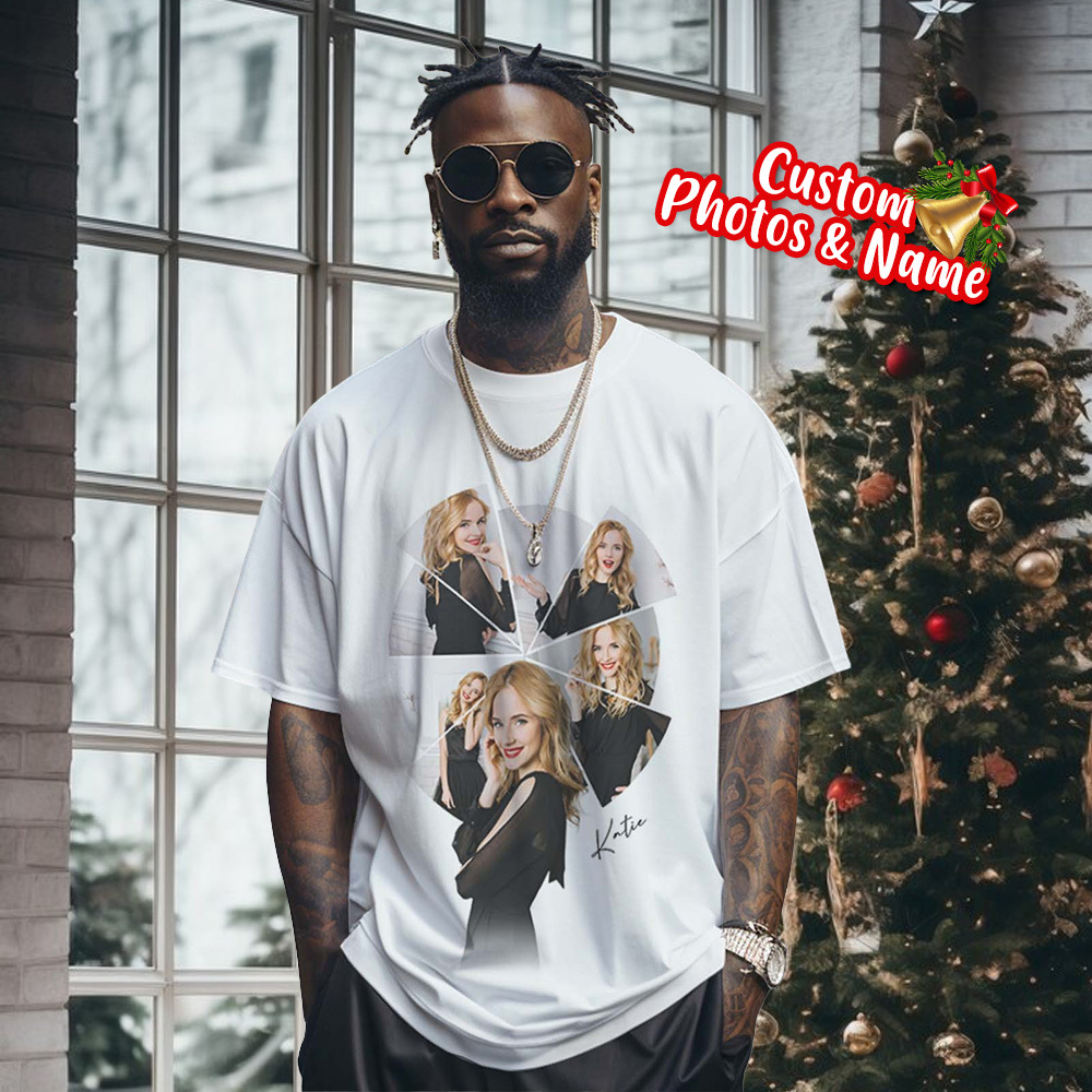 Custom Photo Printing T-shirt Personalized Your Girlfriend Boyfriend Photo T shirt - MyFacepajamasAU