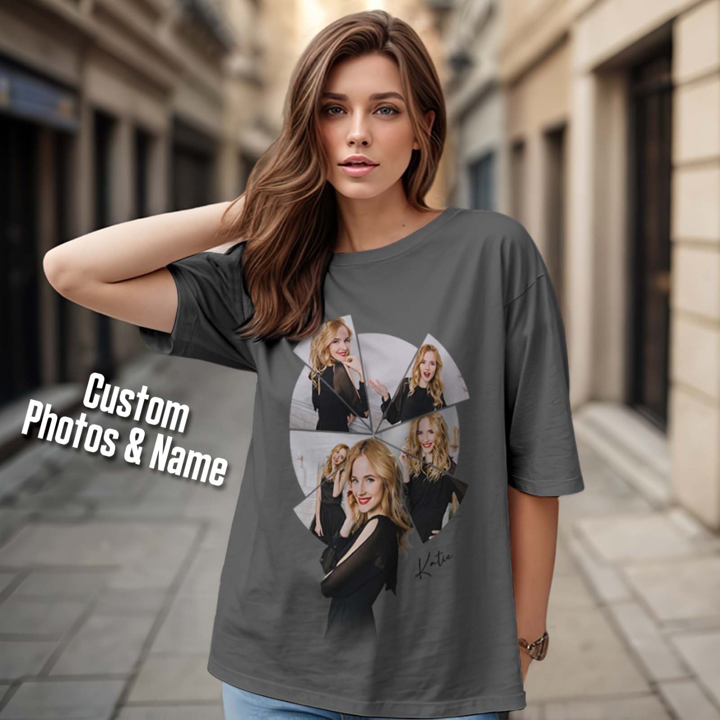 Custom Photo Printing T-shirt Personalized Your Girlfriend Boyfriend Photo T shirt - MyFacepajamasAU
