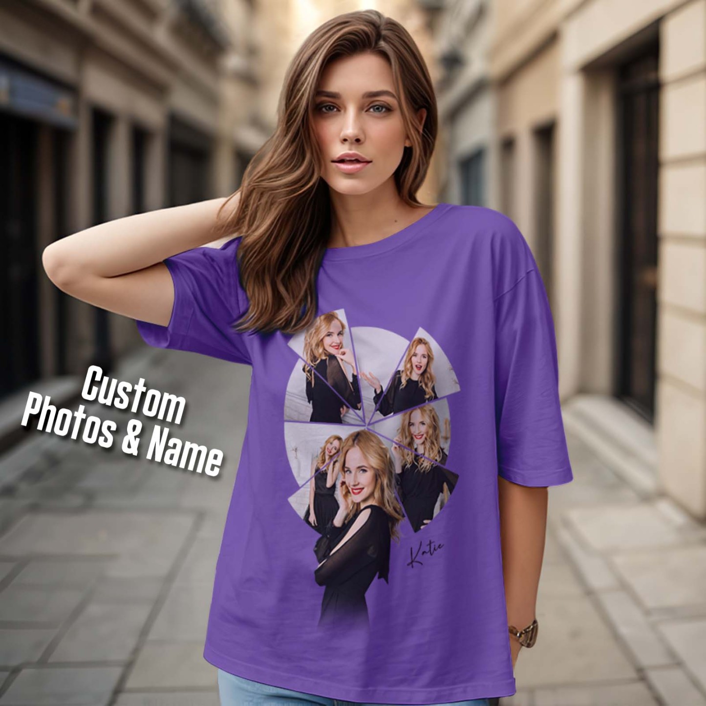 Custom Photo Printing T-shirt Personalized Your Girlfriend Boyfriend Photo T shirt - MyFacepajamasAU