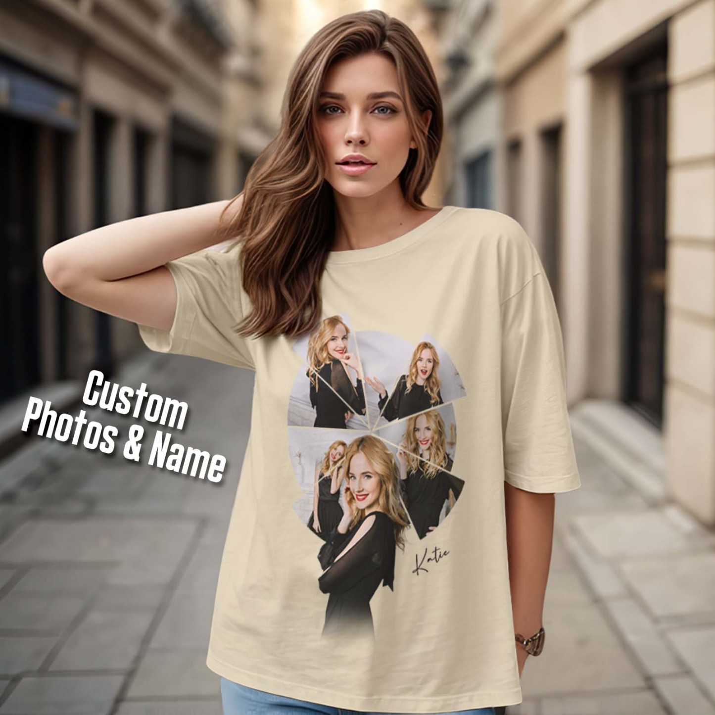 Custom Photo Printing T-shirt Personalized Your Girlfriend Boyfriend Photo T shirt - MyFacepajamasAU