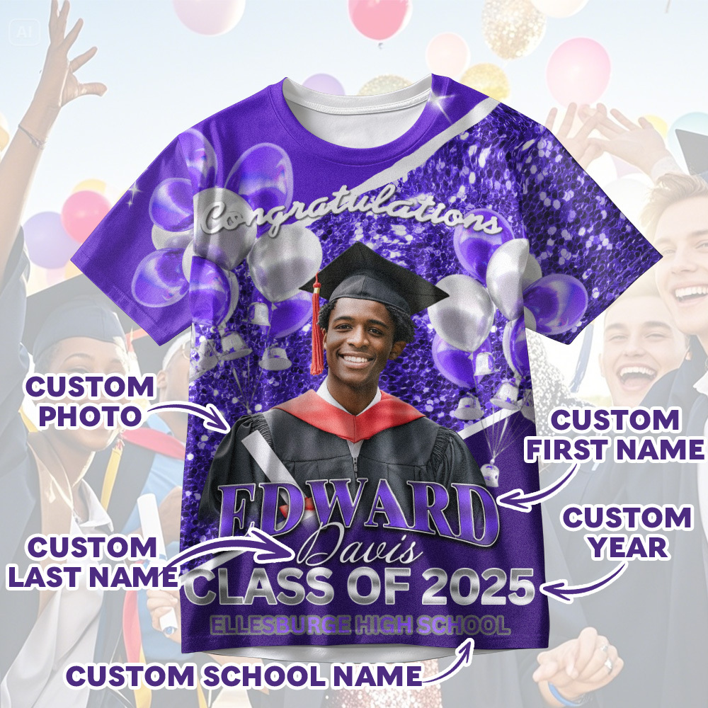 Personalized Photo 3D Graduation T-Shirt with Name & Year Gift - MyJigsawPuzzleAu