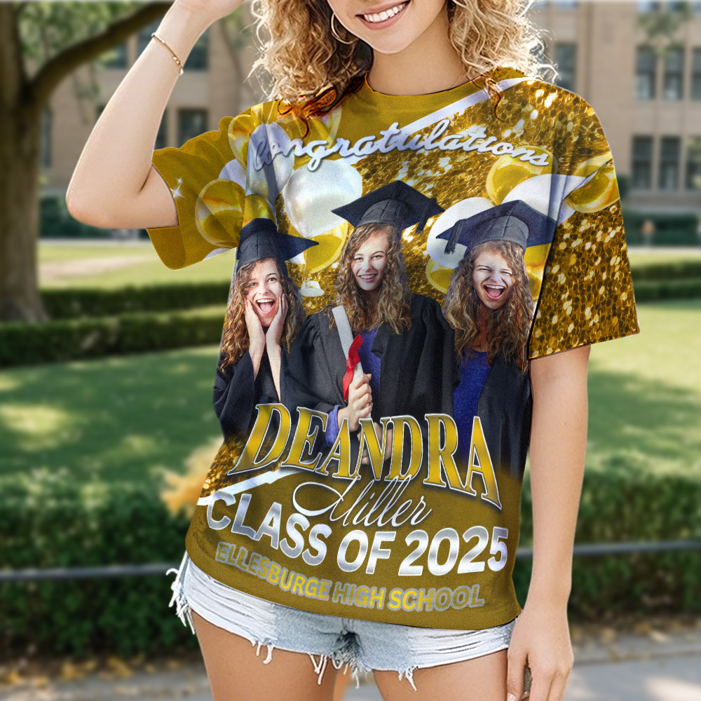 Personalized Photo 3D Graduation T-Shirt with Name & Year Gift - MyJigsawPuzzleAu