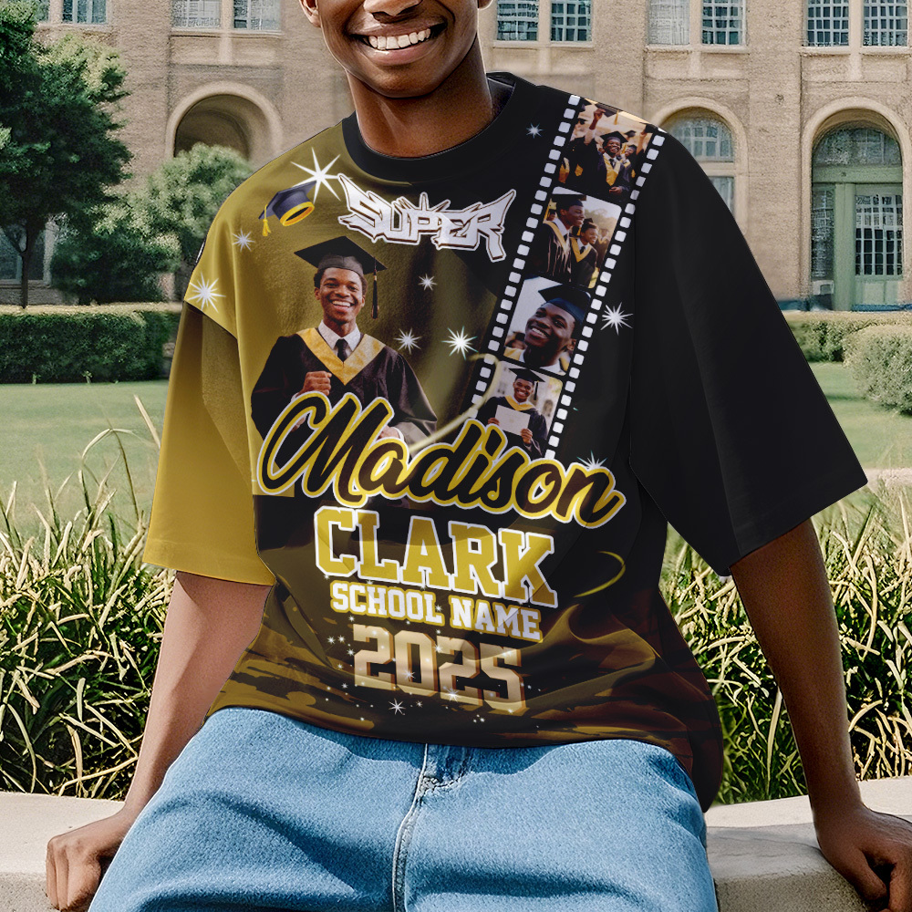 Custom Graduation T-Shirts Personalized All Over Print Shirt with Photo Graduation Party Gift - MyJigsawPuzzleAu