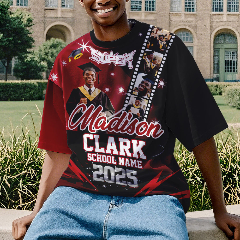 Custom Graduation T-Shirts Personalized All Over Print Shirt with Photo Graduation Party Gift - MyJigsawPuzzleAu