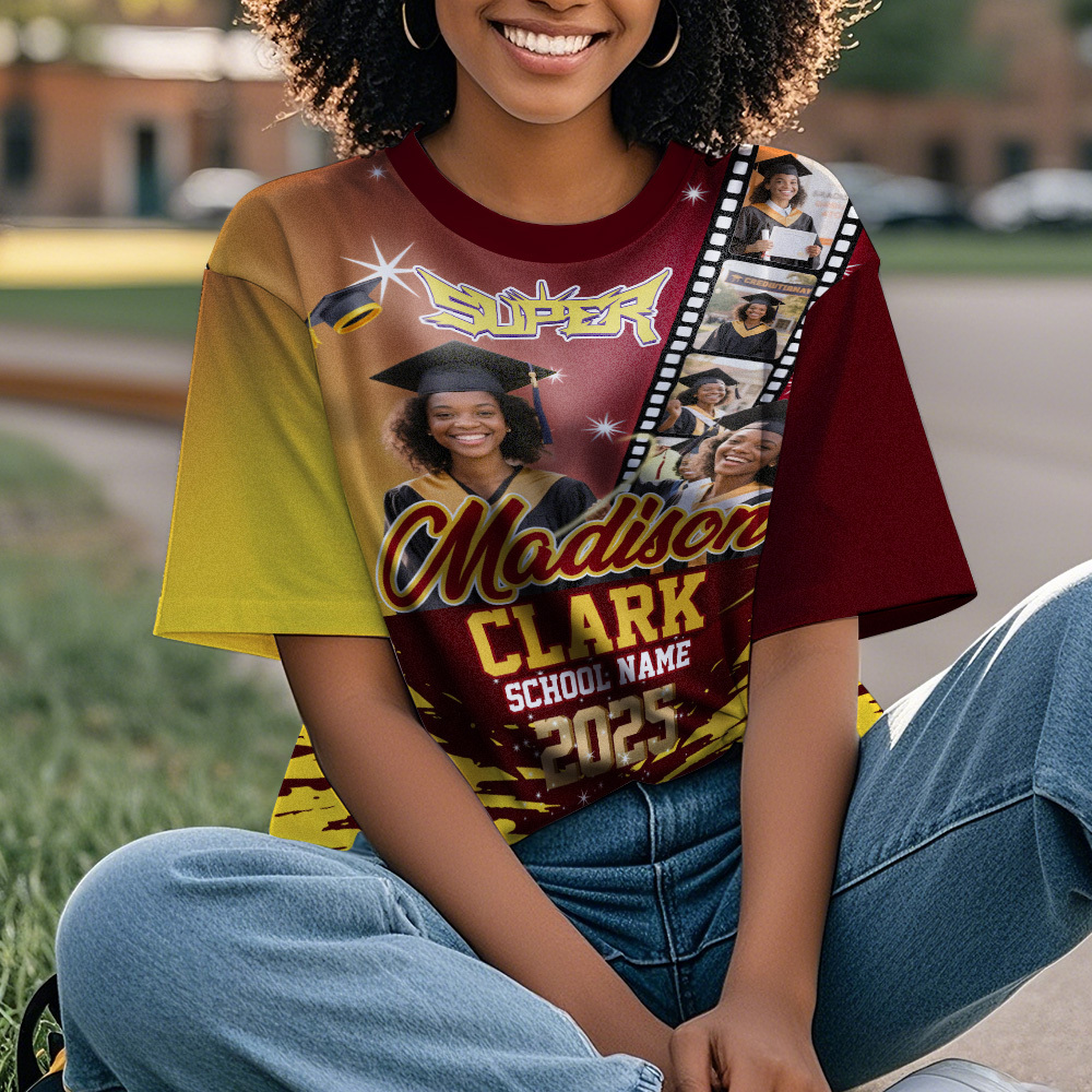 Custom Graduation T-Shirts Personalized All Over Print Shirt with Photo Graduation Party Gift - MyJigsawPuzzleAu