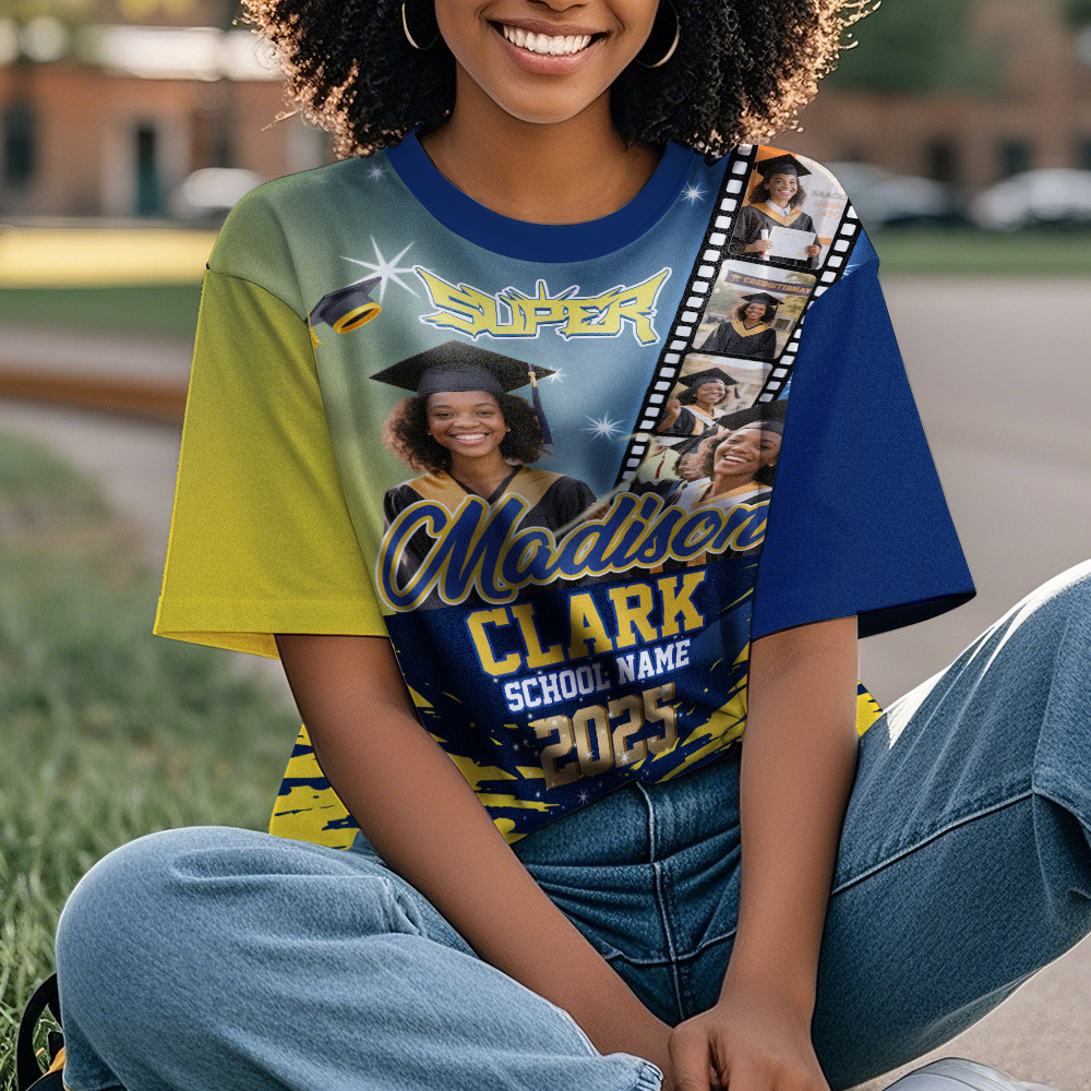 Custom Graduation T-Shirts Personalized All Over Print Shirt with Photo Graduation Party Gift - MyJigsawPuzzleAu