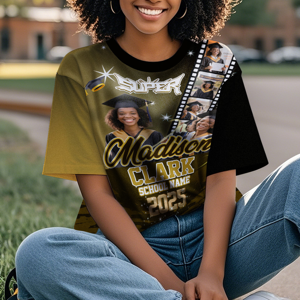 Custom Graduation T-Shirts Personalized All Over Print Shirt with Photo Graduation Party Gift - MyJigsawPuzzleAu
