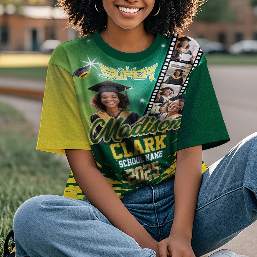 Custom Graduation T-Shirts Personalized All Over Print Shirt with Photo Graduation Party Gift - MyJigsawPuzzleAu