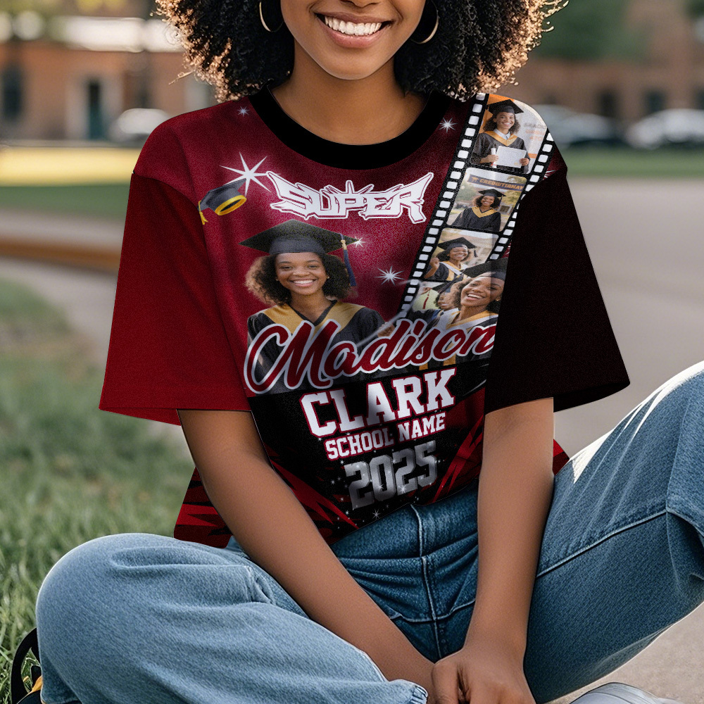 Custom Graduation T-Shirts Personalized All Over Print Shirt with Photo Graduation Party Gift - MyJigsawPuzzleAu