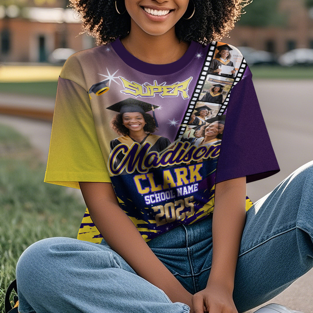 Custom Graduation T-Shirts Personalized All Over Print Shirt with Photo Graduation Party Gift - MyJigsawPuzzleAu