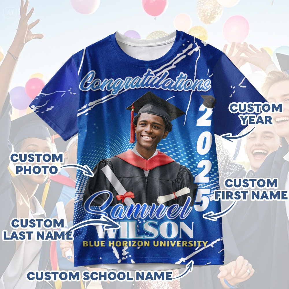 Custom 3D Graduation T-shirt Personalized Name & Year T-shirt Congratulate Gift for Him - MyJigsawPuzzleAu