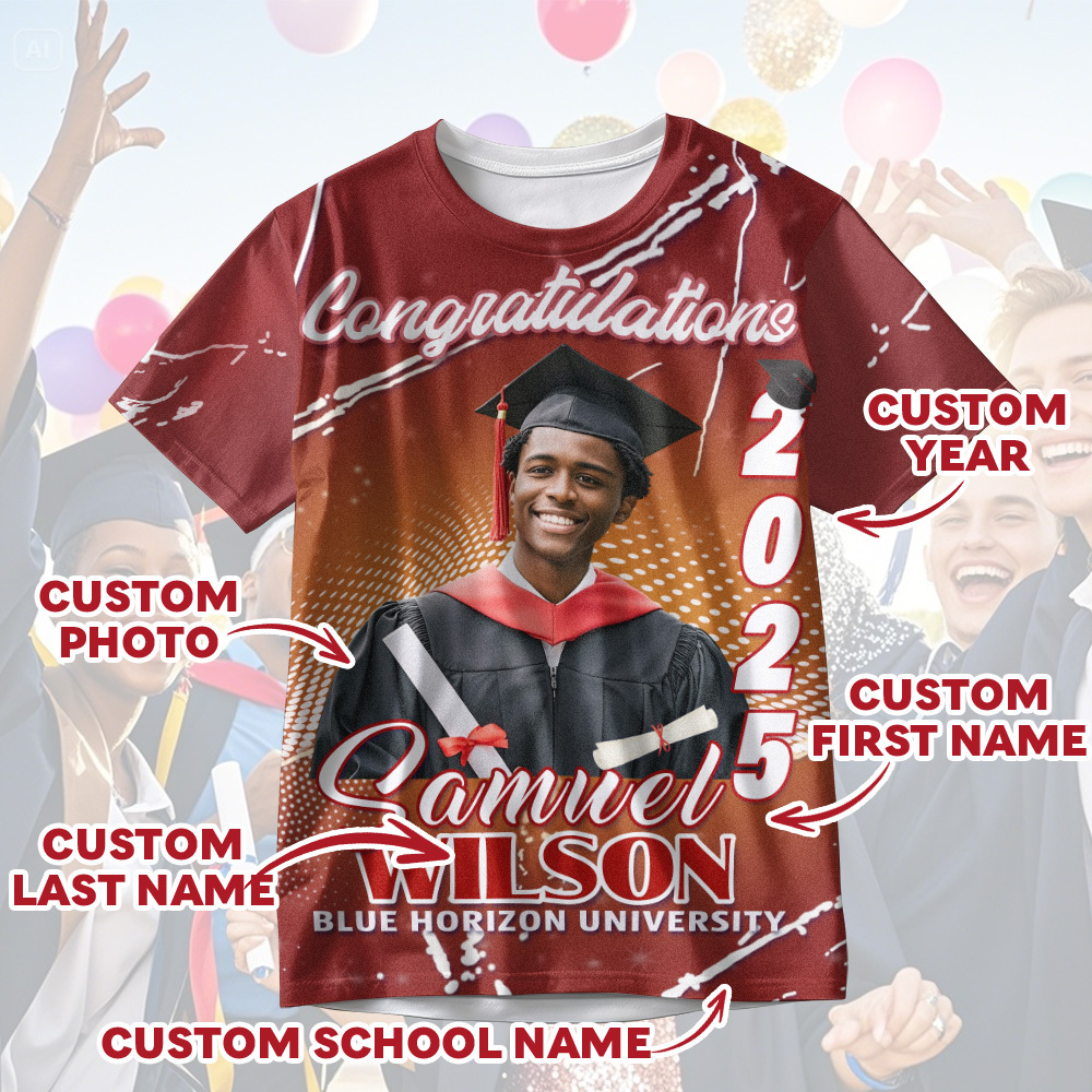 Custom 3D Graduation T-shirt Personalized Name & Year T-shirt Congratulate Gift for Him - MyJigsawPuzzleAu