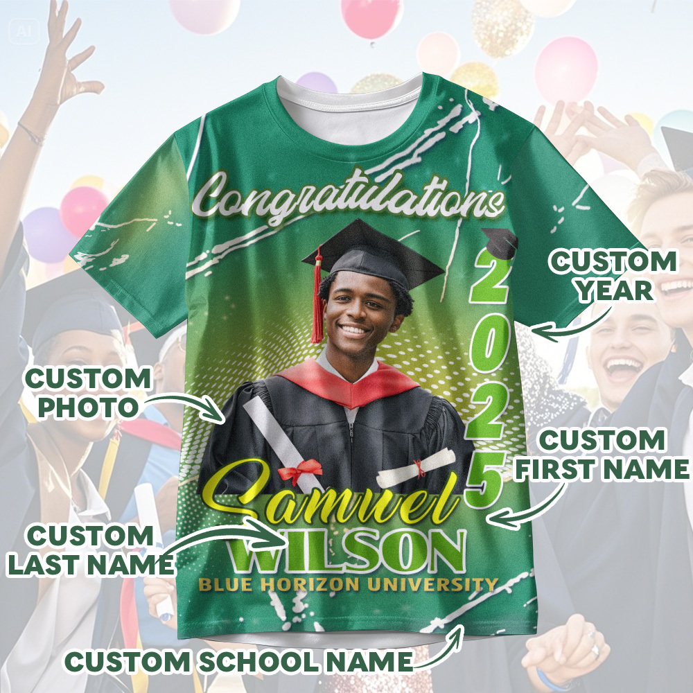 Custom 3D Graduation T-shirt Personalized Name & Year T-shirt Congratulate Gift for Him - MyJigsawPuzzleAu