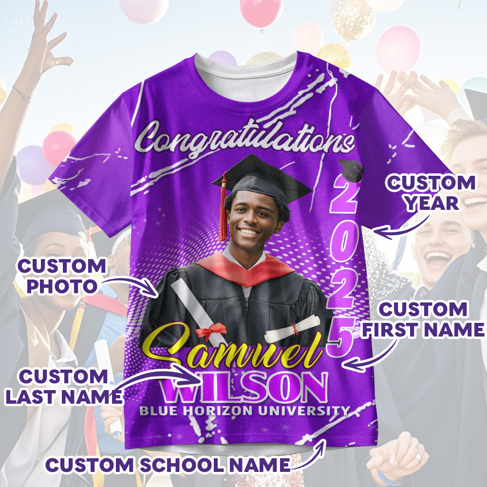 Custom 3D Graduation T-shirt Personalized Name & Year T-shirt Congratulate Gift for Him - MyJigsawPuzzleAu