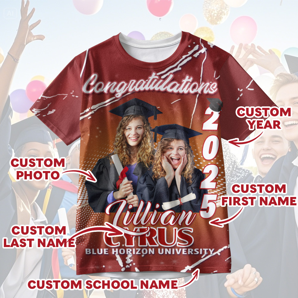 Custom 3D Graduation T-shirt Personalized Name & Year T-shirt Congratulate Gift for Him - MyJigsawPuzzleAu