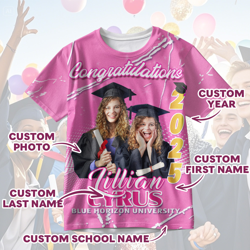 Custom 3D Graduation T-shirt Personalized Name & Year T-shirt Congratulate Gift for Him - MyJigsawPuzzleAu
