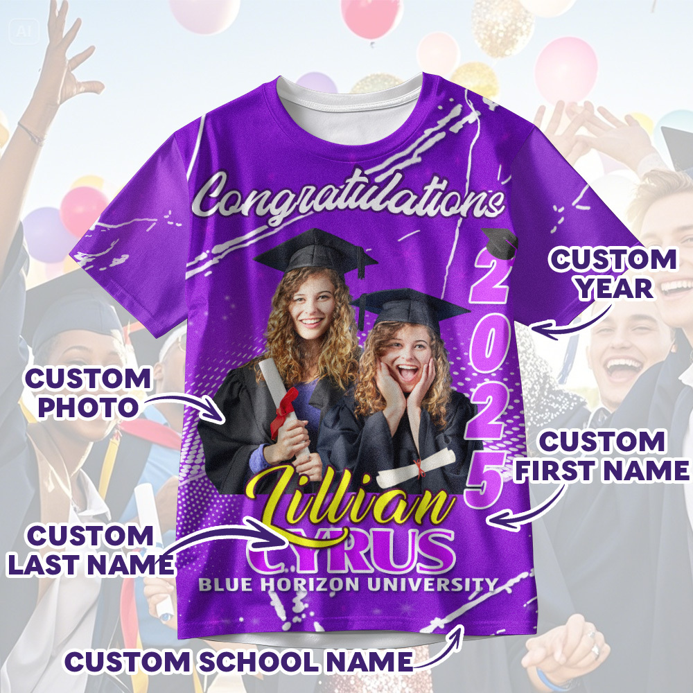 Custom 3D Graduation T-shirt Personalized Name & Year T-shirt Congratulate Gift for Him - MyJigsawPuzzleAu