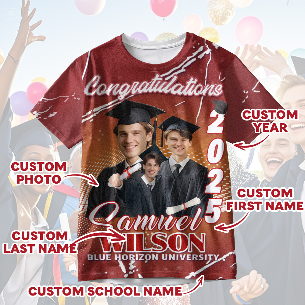 Custom 3D Graduation T-shirt Personalized Name & Year T-shirt Congratulate Gift for Him - MyJigsawPuzzleAu