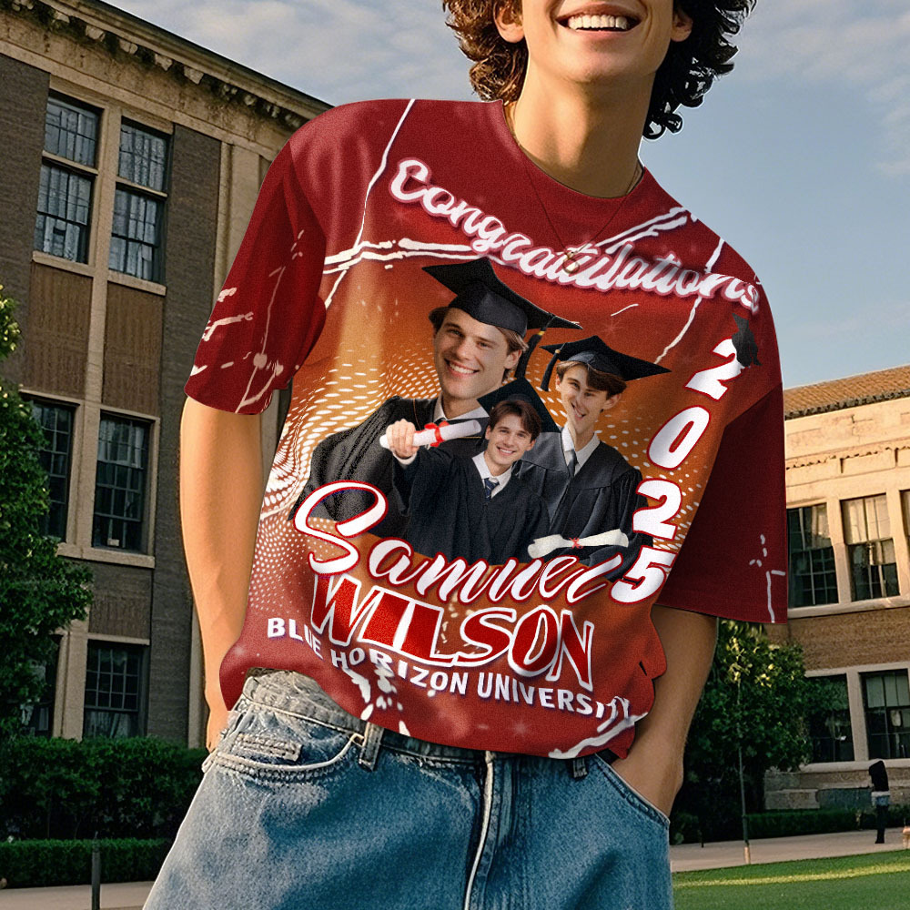 Custom 3D Graduation T-shirt Personalized Name & Year T-shirt Congratulate Gift for Him - MyJigsawPuzzleAu