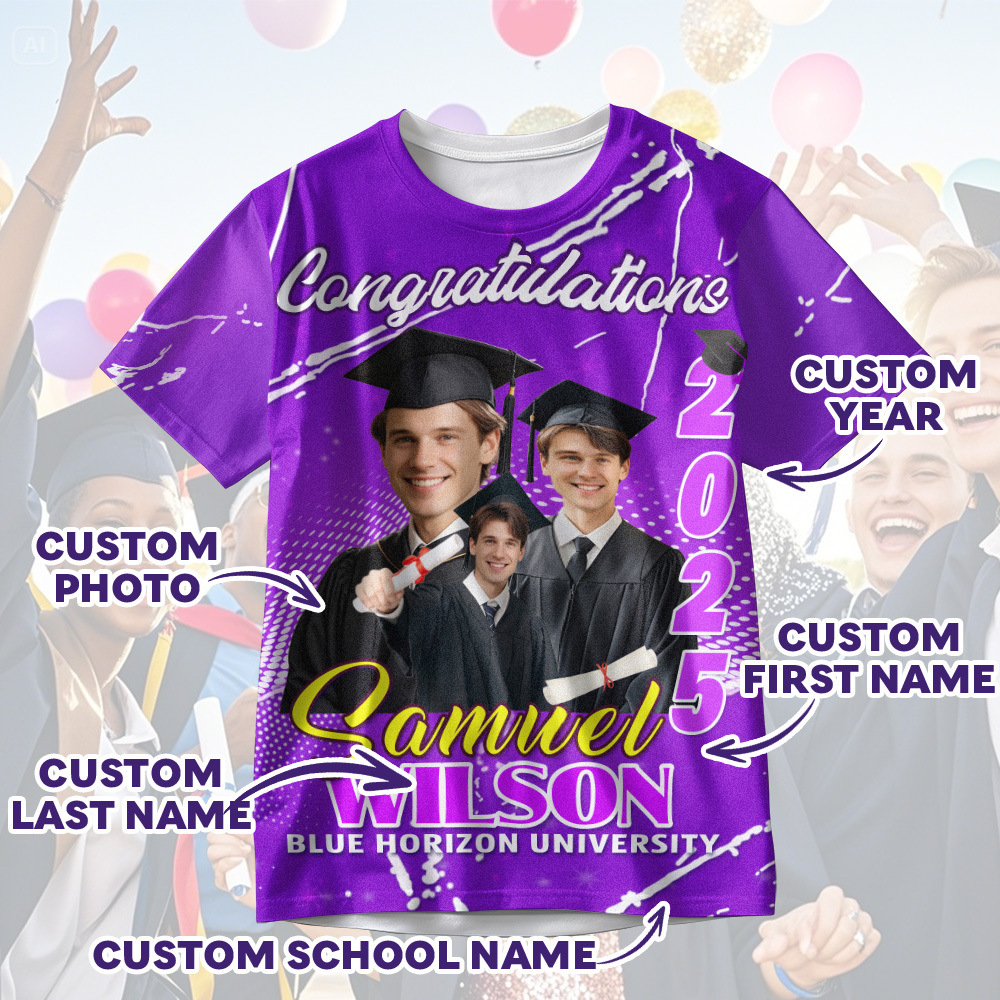 Custom 3D Graduation T-shirt Personalized Name & Year T-shirt Congratulate Gift for Him - MyJigsawPuzzleAu