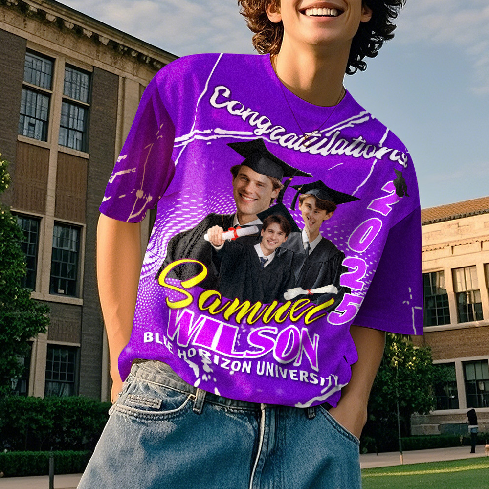 Custom 3D Graduation T-shirt Personalized Name & Year T-shirt Congratulate Gift for Him - MyJigsawPuzzleAu