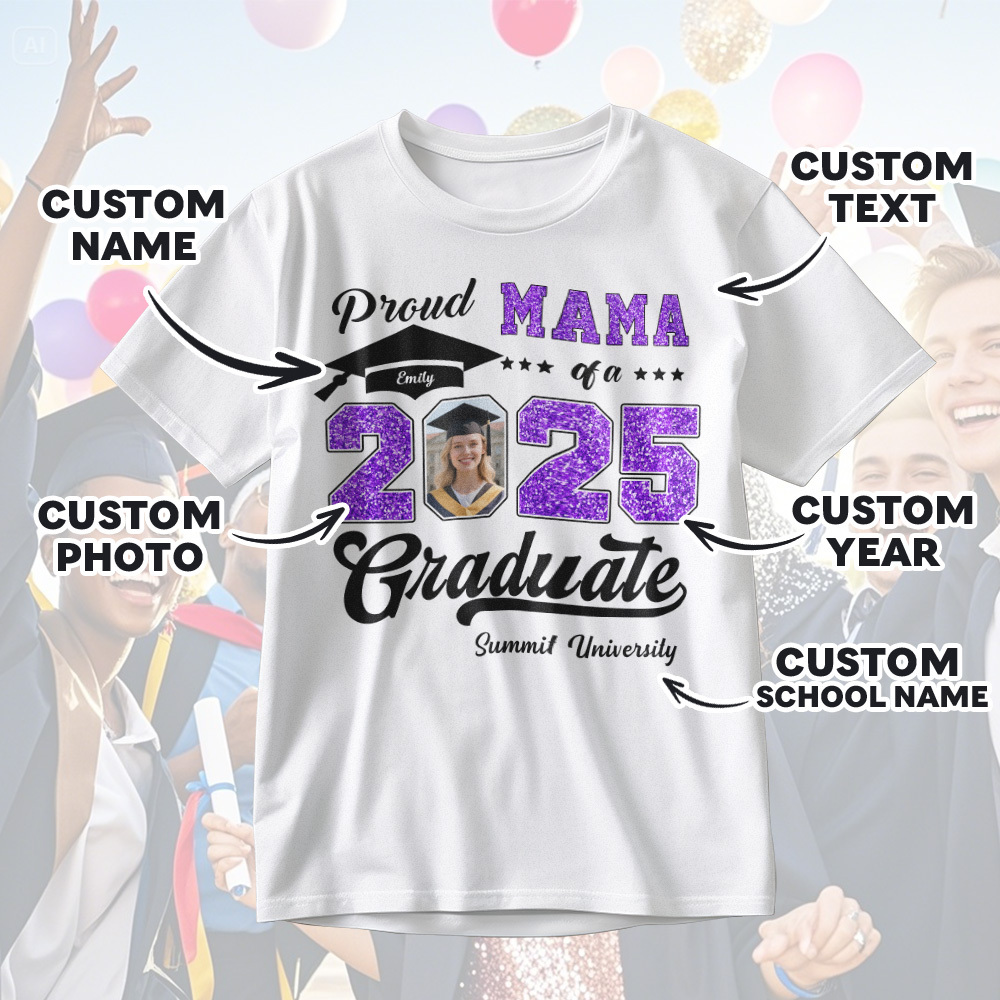 Personalized Graduation T-Shirt Custom Proud Family Graduate Photo and Name Graduation T-Shirt Gift - MyJigsawPuzzleAu