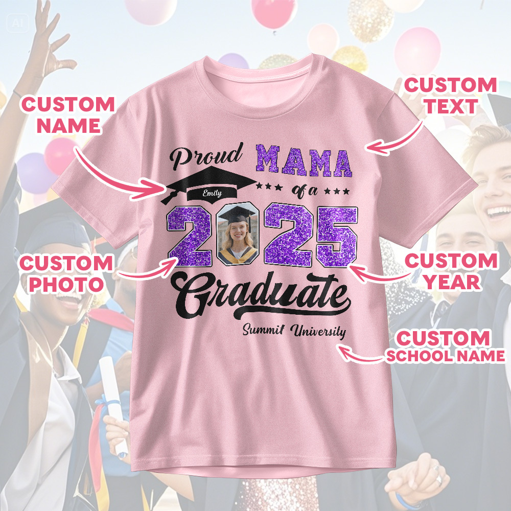 Personalized Graduation T-Shirt Custom Proud Family Graduate Photo and Name Graduation T-Shirt Gift - MyJigsawPuzzleAu