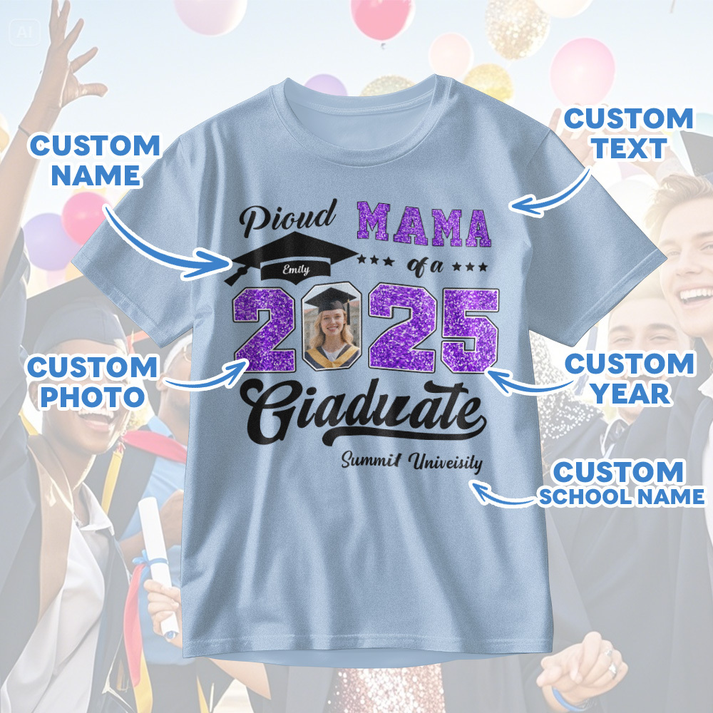 Personalized Graduation T-Shirt Custom Proud Family Graduate Photo and Name Graduation T-Shirt Gift - MyJigsawPuzzleAu